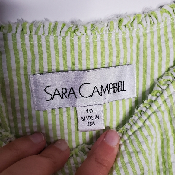Sara Campbell green pinstripe mini dress size 10 - Picture 8 of 9